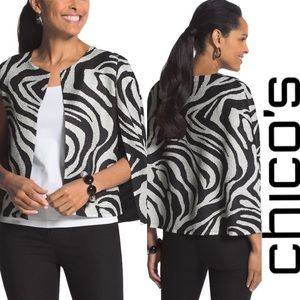 Chico’s animal print cape open front cardigan